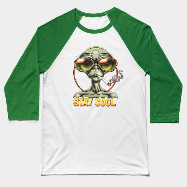 Extraterrestrial Coolness Baseball T-Shirt by TooplesArt